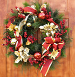 24" Red and Gold Ornament Wreath